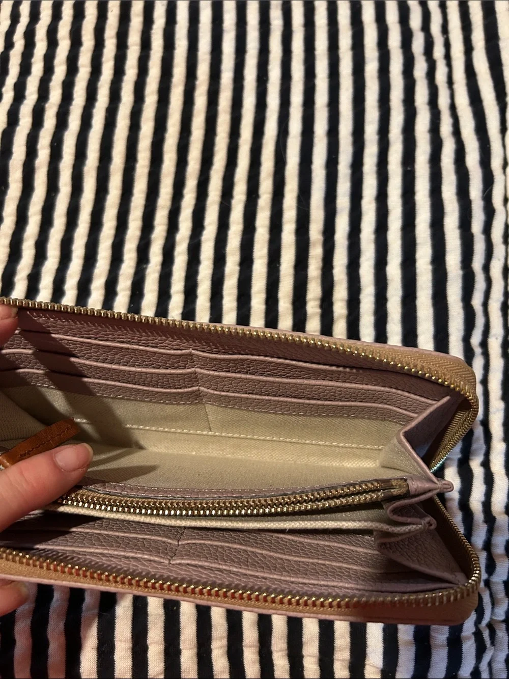 Dooney & Bourke Dusty Rose Pebbled Leather Zip Wallet